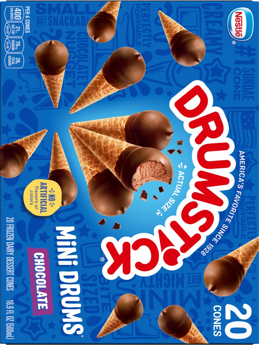 slide 3 of 9, Drumstick Mini Drums Chocolate Sundae Cones, 20 Count, 20 ct