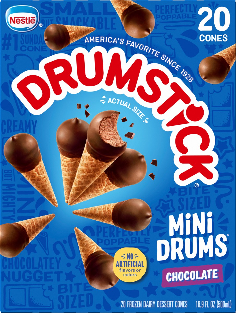 slide 9 of 9, Drumstick Mini Drums Chocolate Sundae Cones, 20 Count, 20 ct