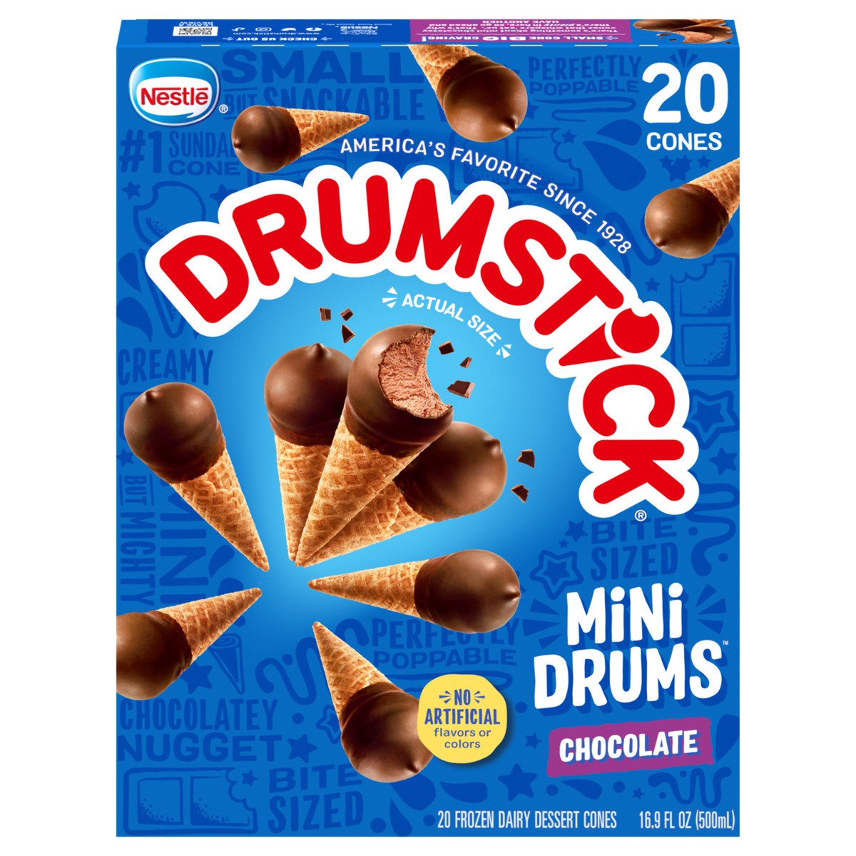 slide 1 of 9, Drumstick Mini Drums Chocolate Sundae Cones, 20 Count, 20 ct