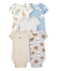 Carter's 5-Pack Kangaroo Cloud Short-Sleeve Bodysuits - Multi, 18M