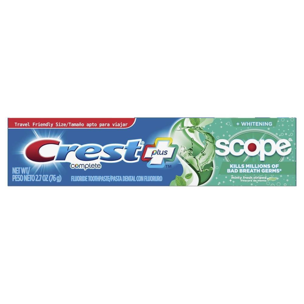 slide 1 of 3, Crest Complete Whitening + Scope Multi-benefit Minty Fresh Striped Toothpaste, 2.7 oz