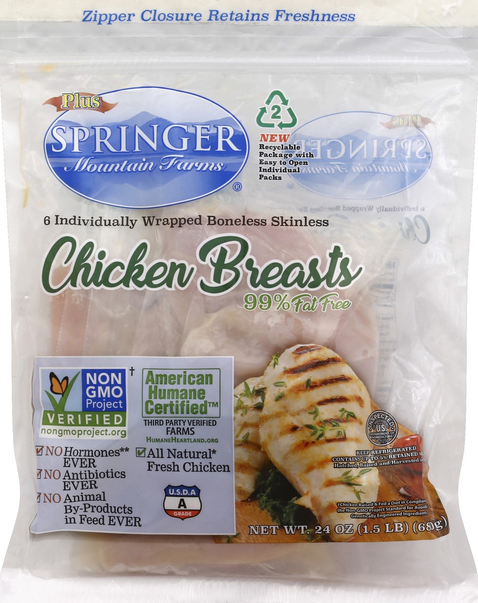 slide 5 of 7, Springer Mountain Farms Chicken Breasts 6 ea, 6 ct