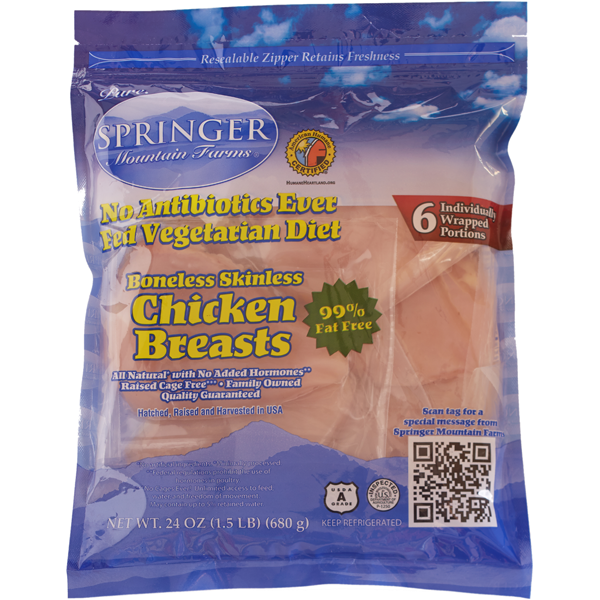 slide 1 of 7, Springer Mountain Farms Chicken Breasts 6 ea, 6 ct