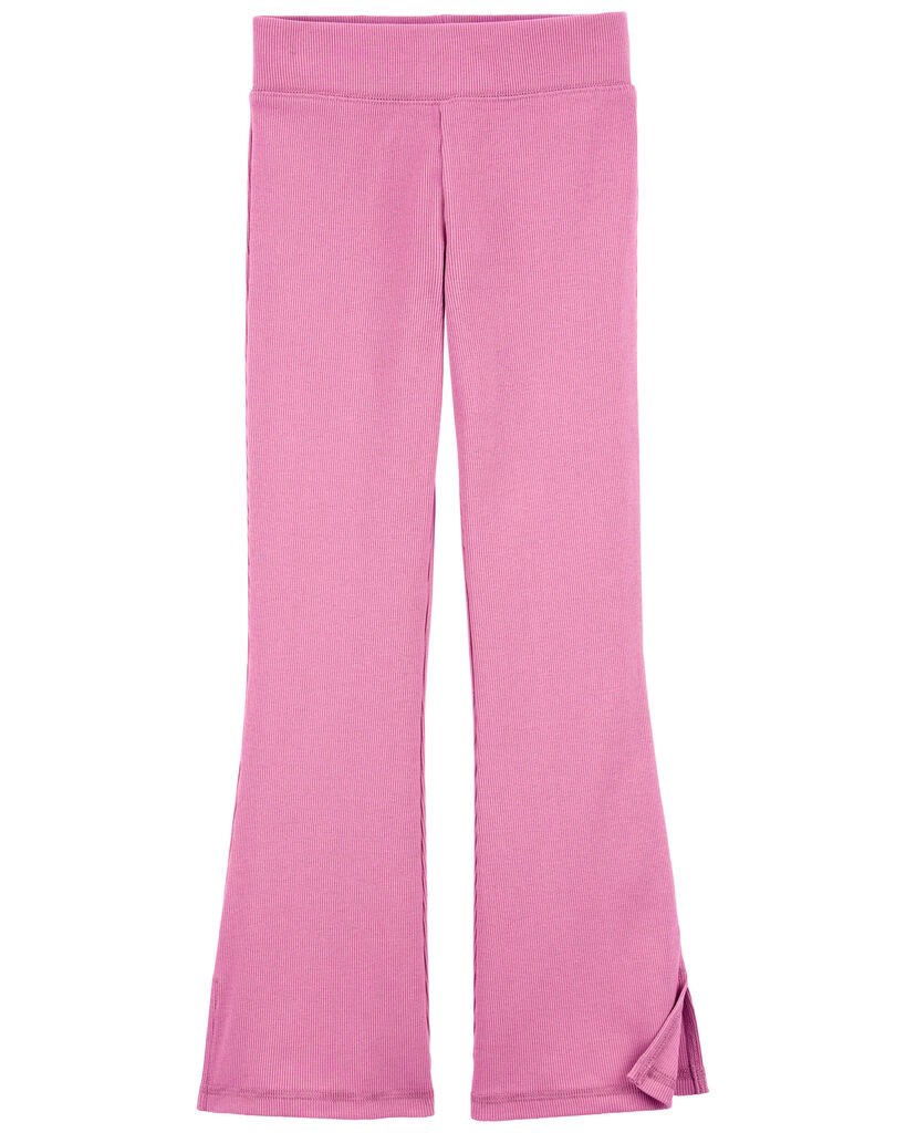 slide 4 of 4, Oshkosh Kid High-Rise Ribbed Flare Pants Pink 4, 1 ct