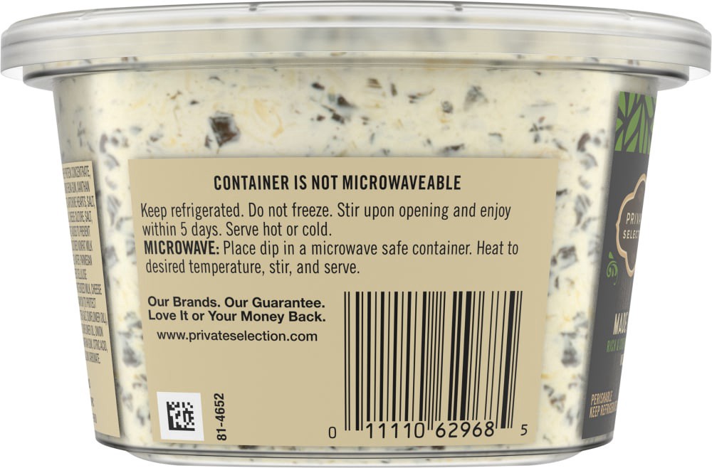 slide 5 of 5, Private Selection Spinach & Artichoke Dip, 10 oz