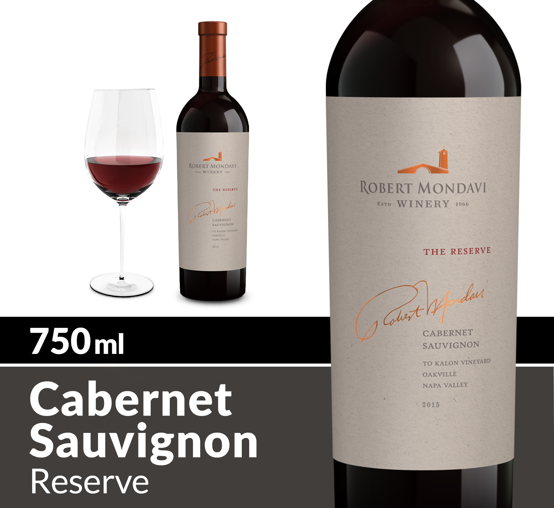 slide 5 of 6, Robert Mondavi Winery To Kalon Reserve Napa Valley Cabernet Sauvignon 2015 Red Wine, 750 mL Bottle, 25.36 fl oz