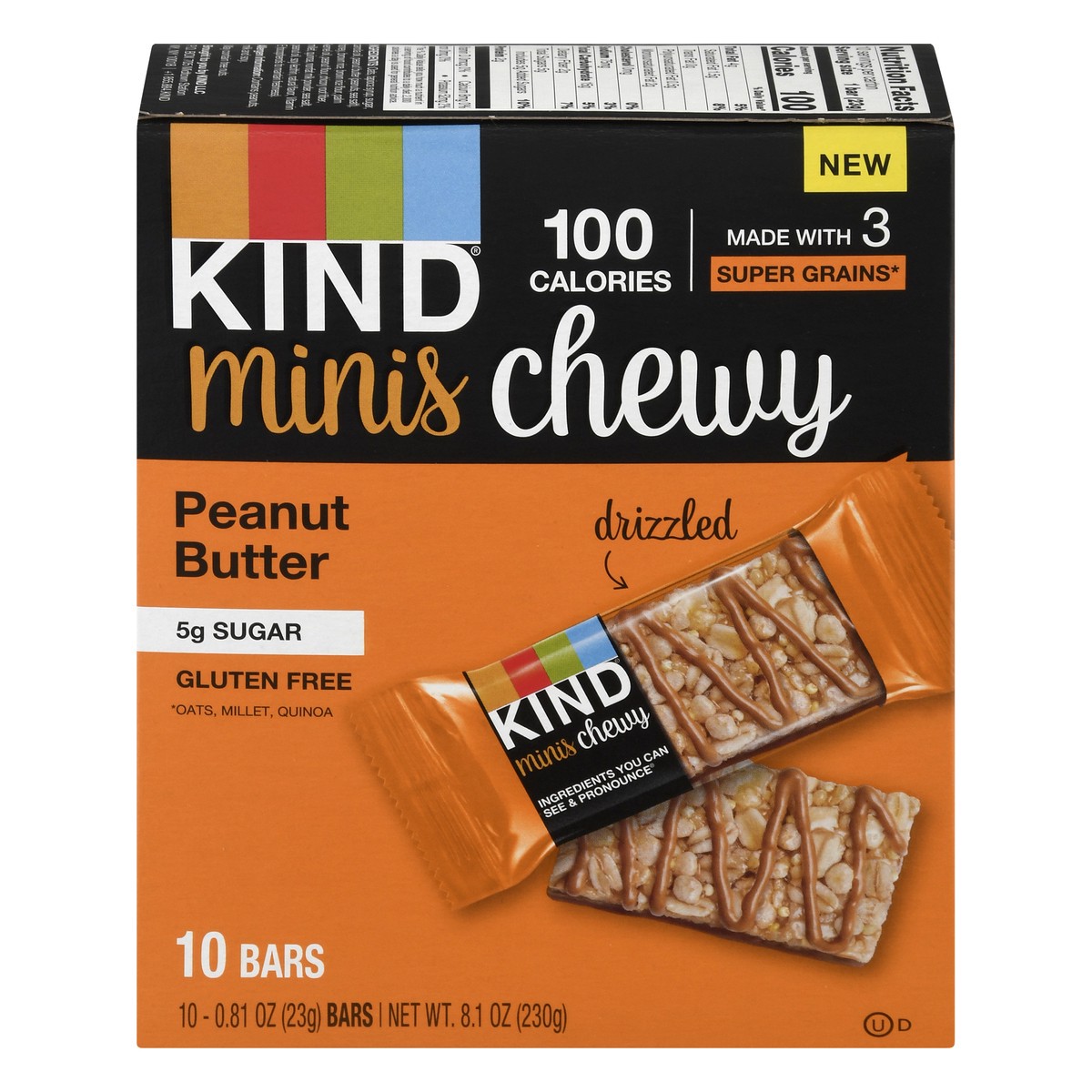 slide 1 of 9, KIND Minis Chewy Peanut Butter Granola Bars 10 ea, 10 ct; 0.81 oz