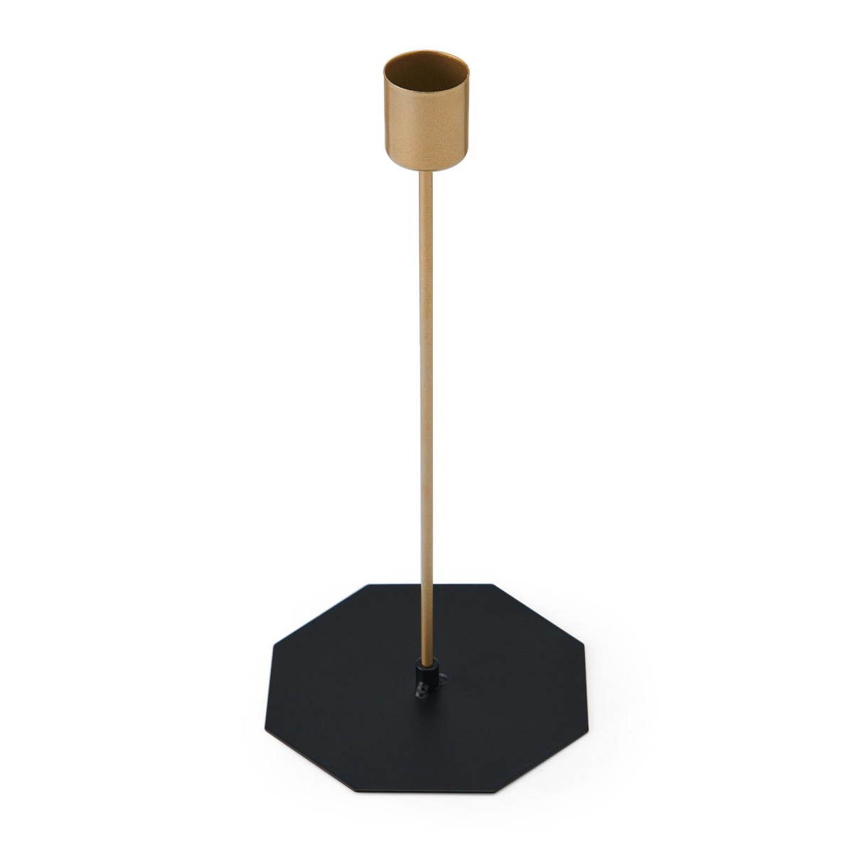 slide 1 of 2, Elements Gold Metal Hex Base Pillar Holder 9.5 in, 9.5 in