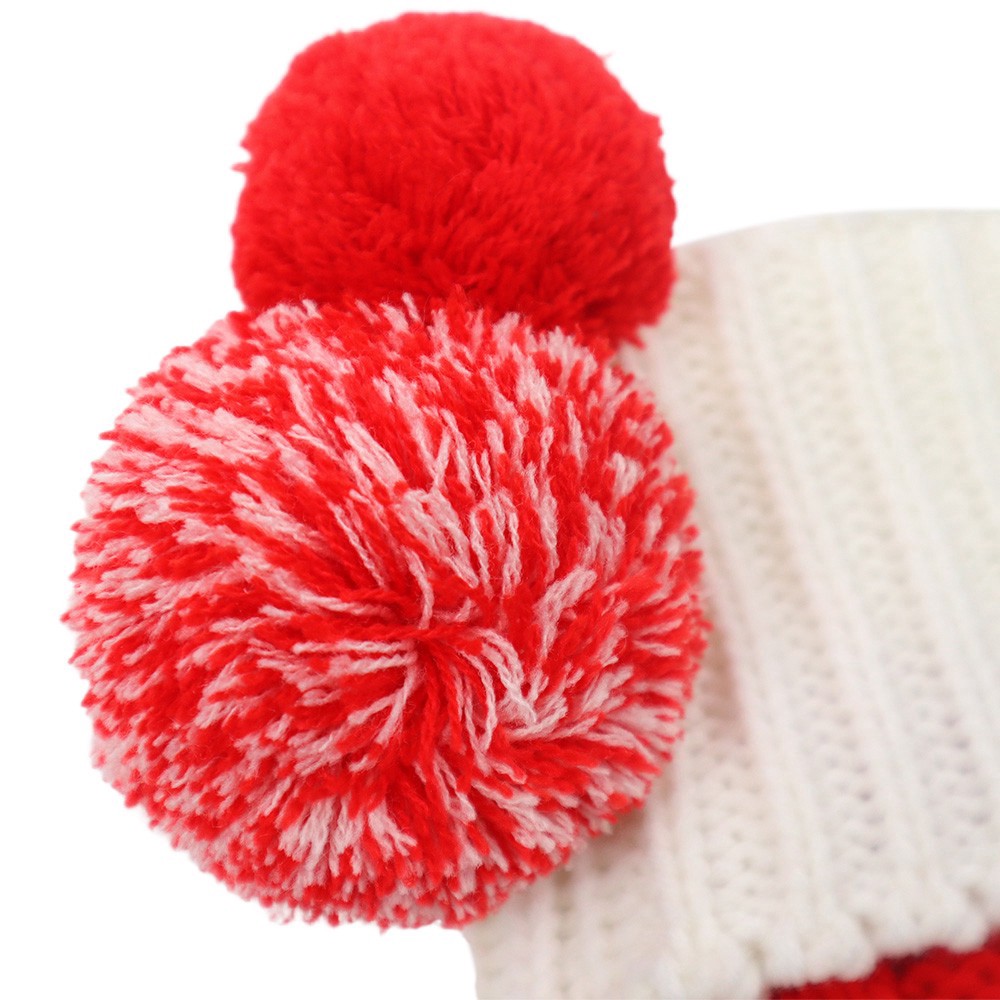 slide 3 of 3, 18.5" Red & White Stripe Knit Stocking With Pom Poms By Ashland, 18.5 in