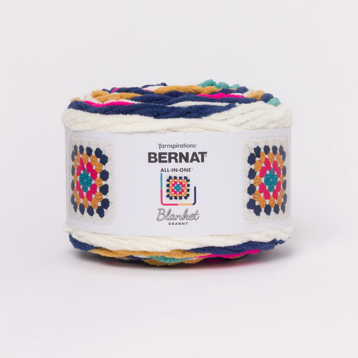 slide 1 of 3, Bernat All-In-One Blanket Granny, Retro Pop, 8.5 oz