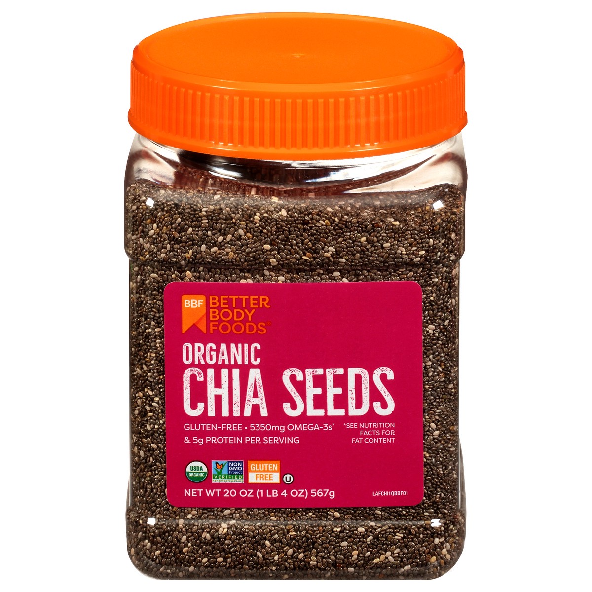 slide 1 of 9, BetterBody Foods Organic Chia Seeds, 1.25 lb
