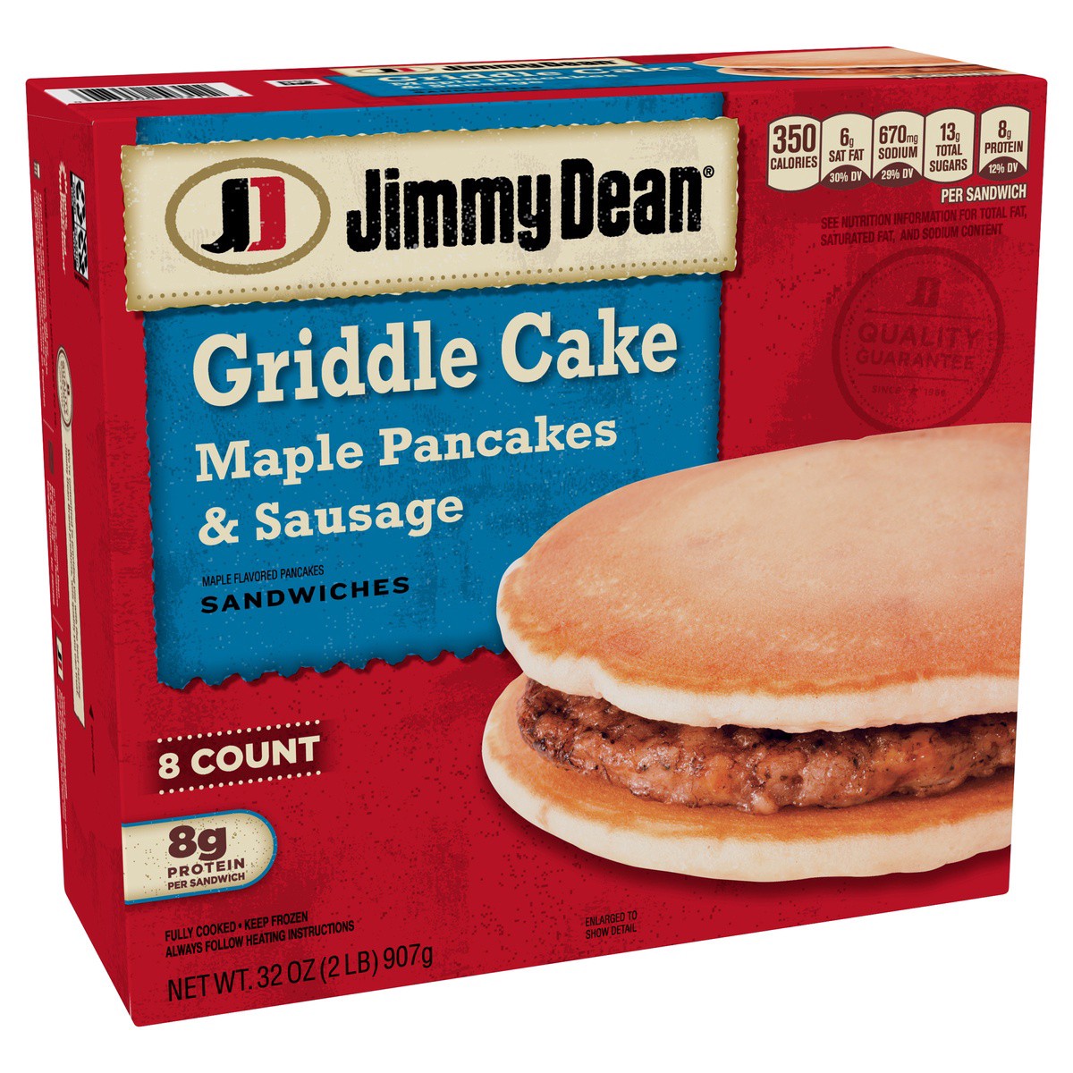 slide 8 of 9, Jimmy Dean Griddle Cake Breakfast Sandwiches with Maple Pancakes and Sausage, Frozen, 8 Count, 8 ct