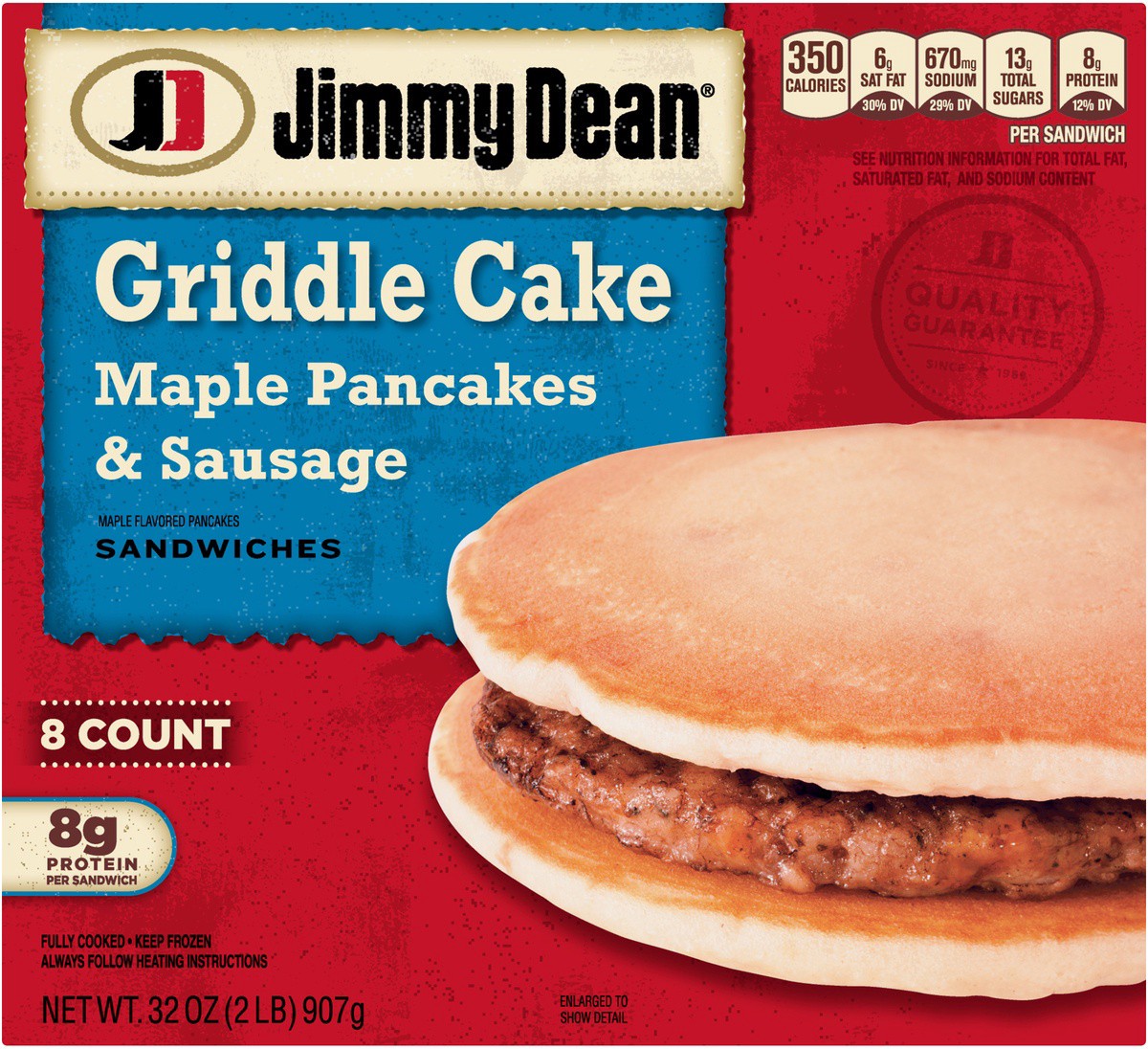 slide 3 of 9, Jimmy Dean Griddle Cake Breakfast Sandwiches with Maple Pancakes and Sausage, Frozen, 8 Count, 8 ct