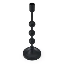 Elements Matte Black Ball Metal Taper Holder - 11.5 in
