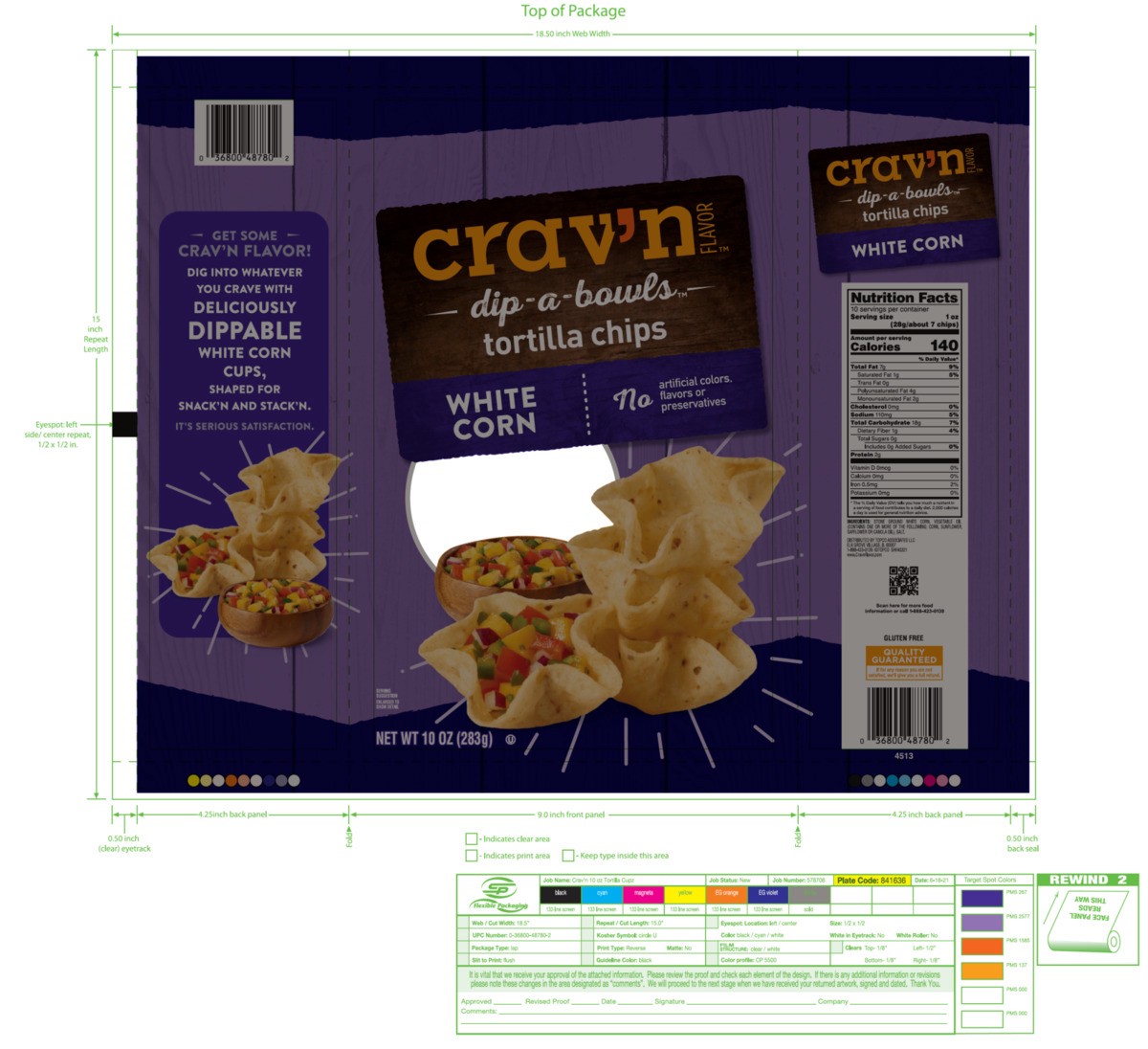 slide 15 of 15, Crav'n Flavor Dip-A-Bowls White Corn Tortilla Chips 10 oz, 10 oz