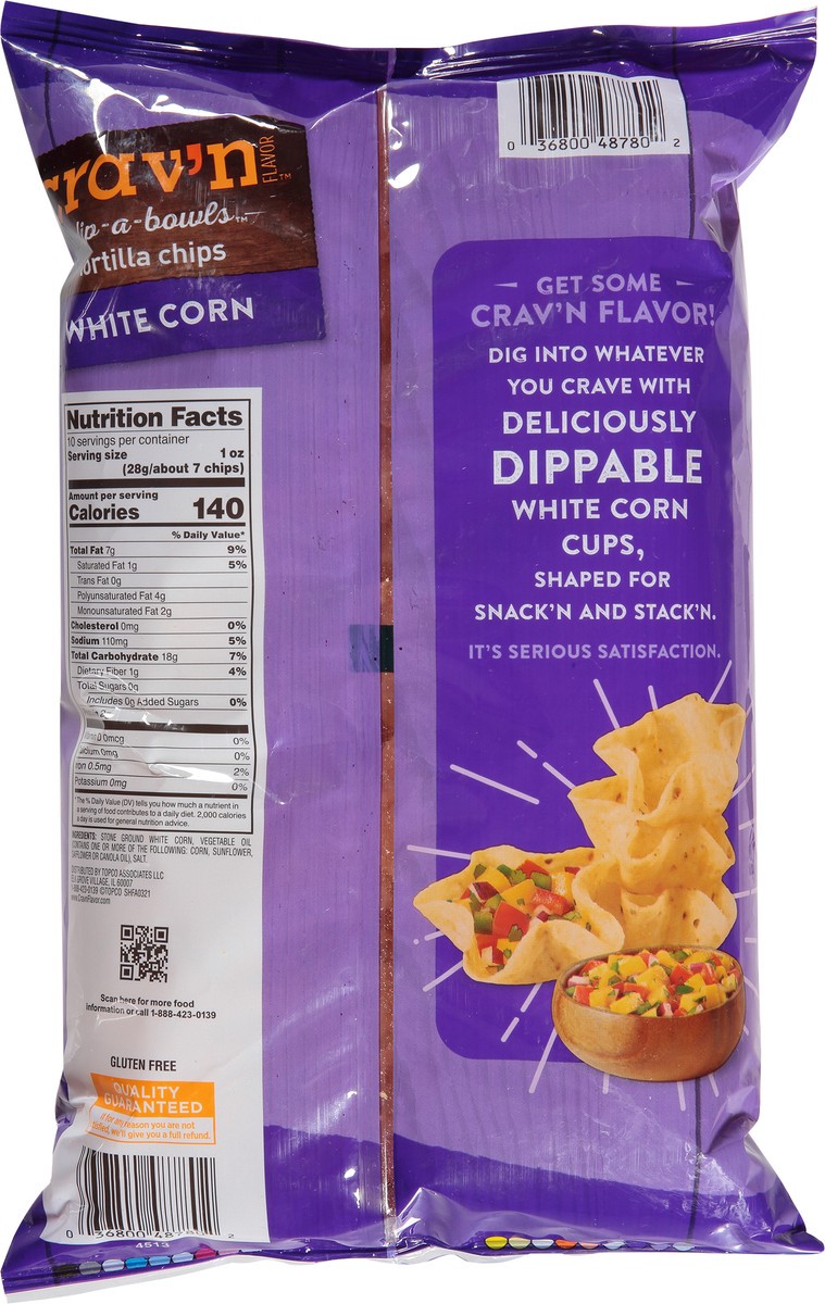 slide 6 of 15, Crav'n Flavor Dip-A-Bowls White Corn Tortilla Chips 10 oz, 10 oz