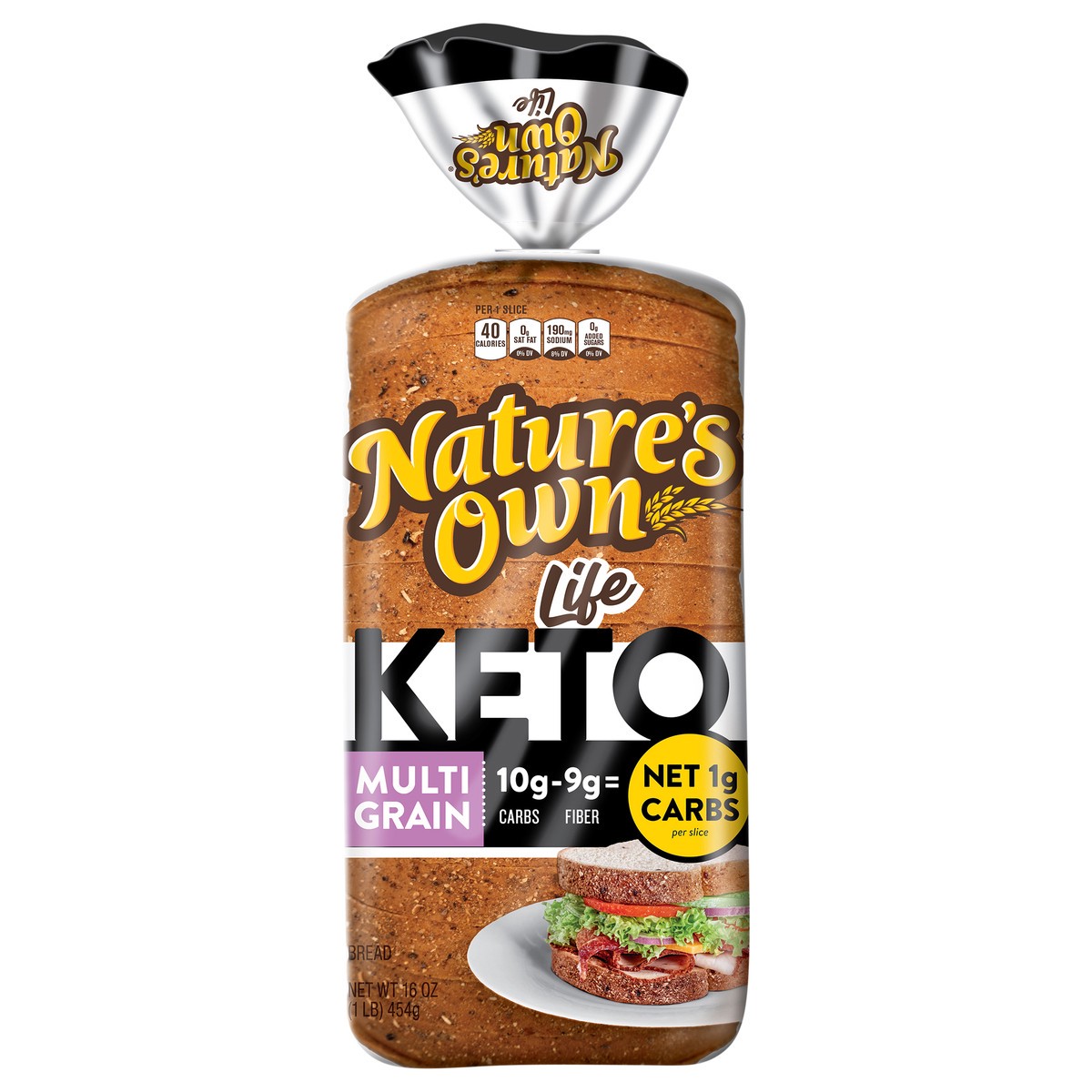 slide 1 of 14, Nature's Own Life Keto Multigrain Bread, Net 1 Carb Sliced Multigrain Keto Bread, 16 oz Loaf, 16 oz