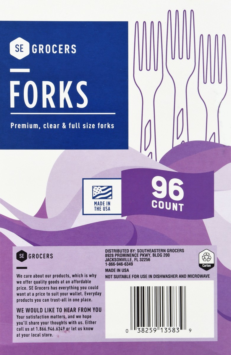slide 10 of 11, SE Grocers Premium Clear Forks, 96 ct