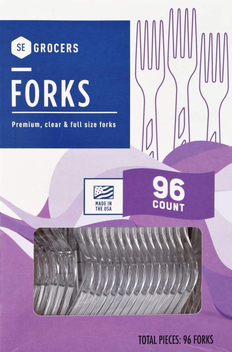slide 1 of 11, SE Grocers Premium Clear Forks, 96 ct