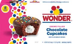 Wonder Crème Filled Chocolate Cupcakes, Individually Wrapped Cupcakes, 8 Count