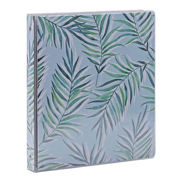 slide 1 of 1, Office Depot Brand Fashion 3-Ring Binder, 1" Round Rings, Sky Blue Palms, 1 in