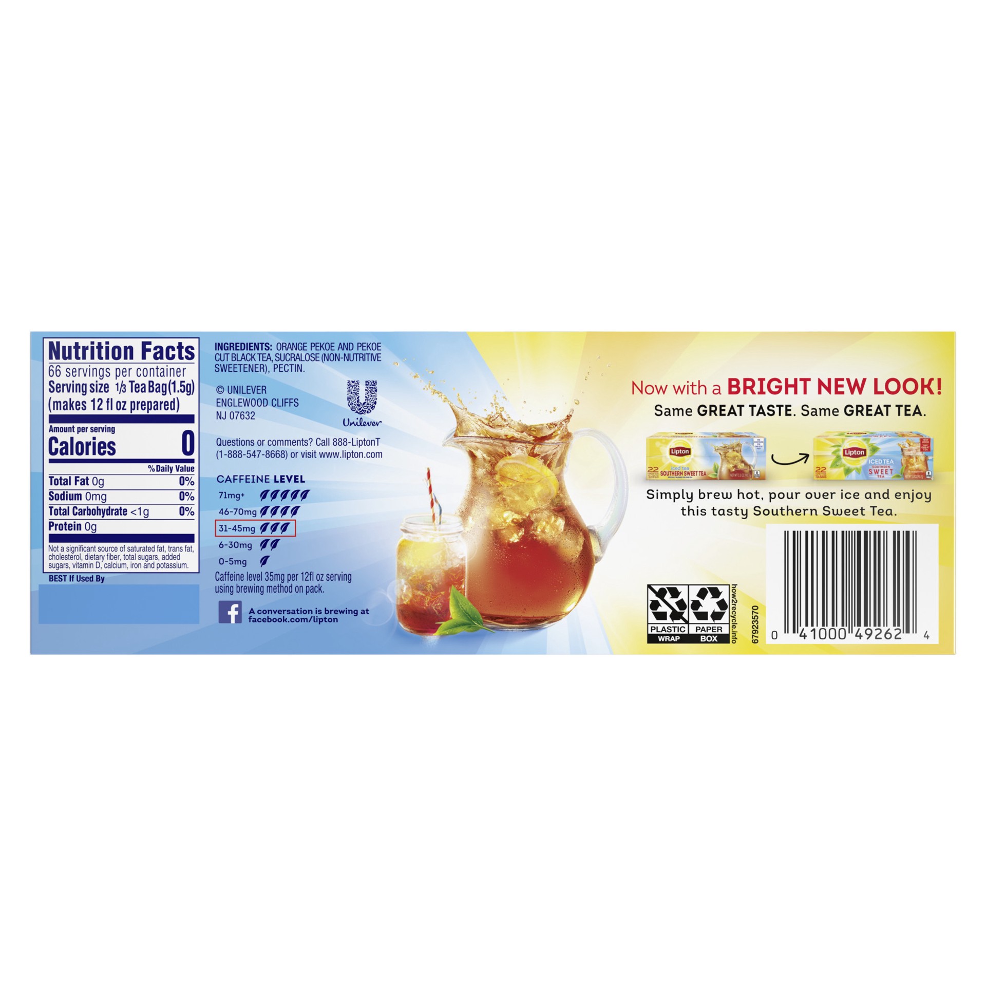 slide 2 of 4, Lipton Southern Sweet Iced Tea 22 Family Size Tea Bags, 22 ct