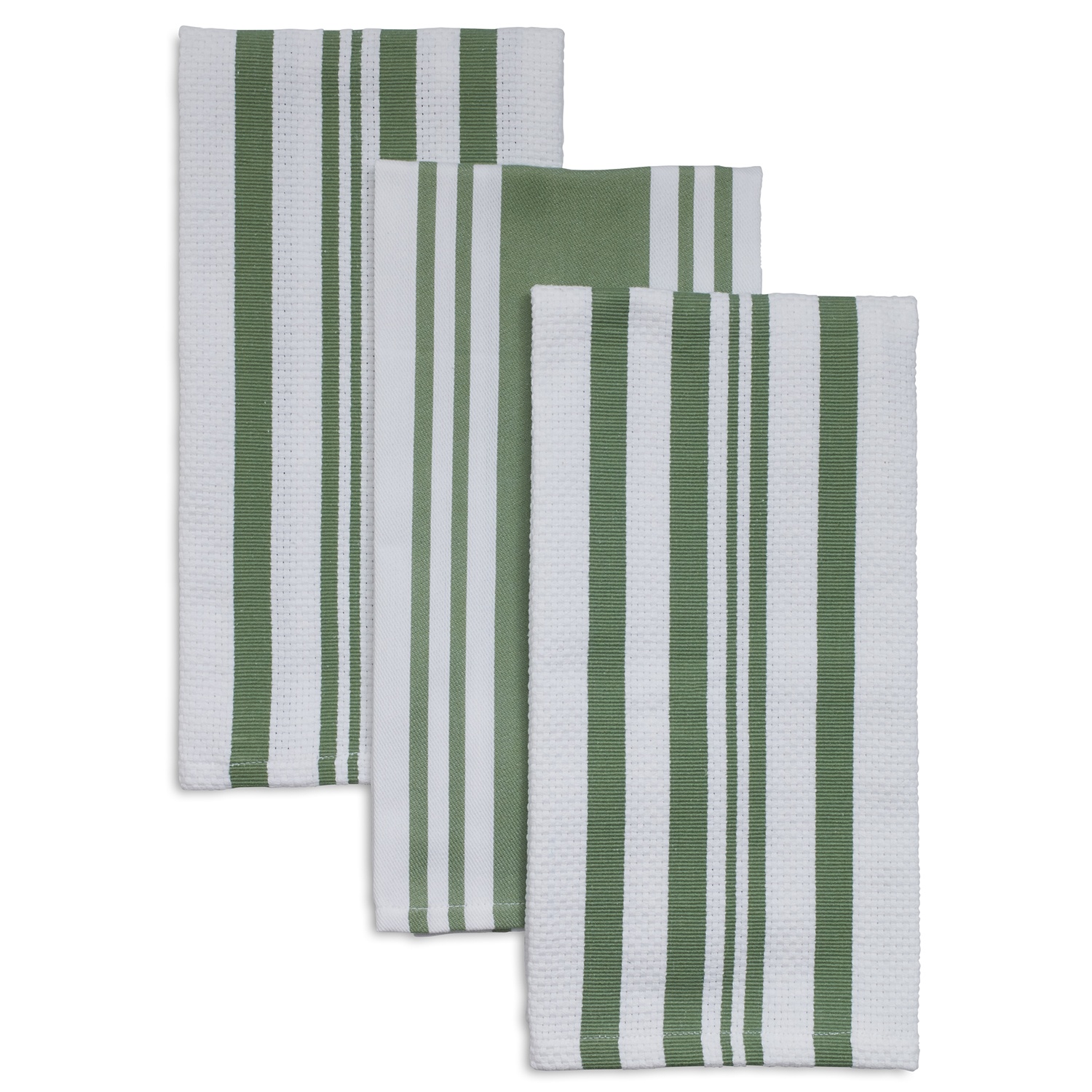 slide 1 of 1, Sur La Table Striped Kitchen Towels, Sage, 3 ct; 28 in x 20 in