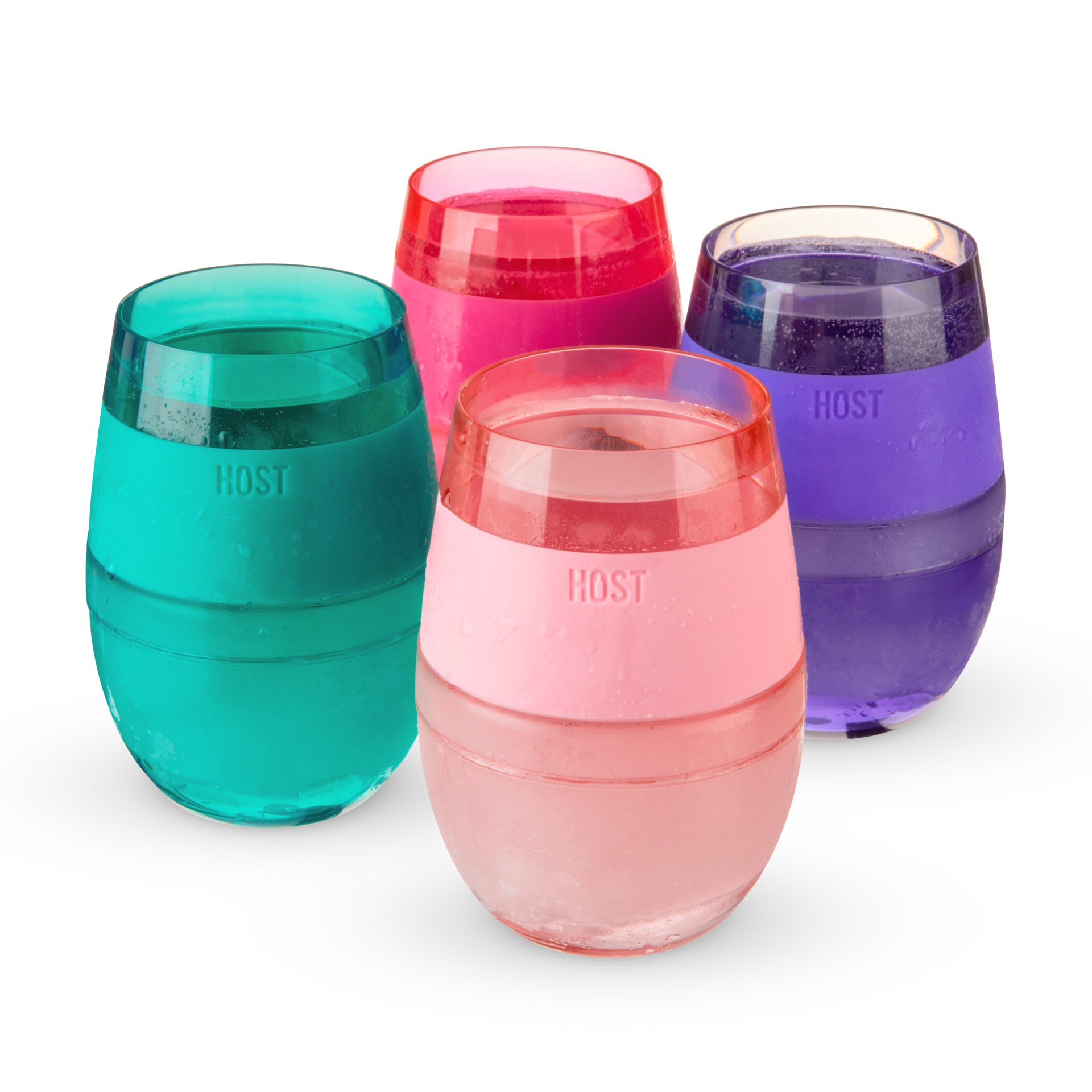 slide 1 of 5, HOST Cooling Cup Set of 4 Plastic Double Wall Insulated Freezable Drink Chilling Tumbler with Freezing Gel, Glasses for Red and White Wine, 8.5 oz, Assorted Translucent Colors, 1 ct