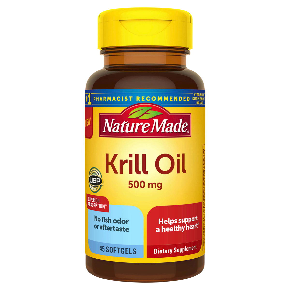 slide 1 of 1, Nature Made Krill Oil 500 mg Softgels, 45 ct