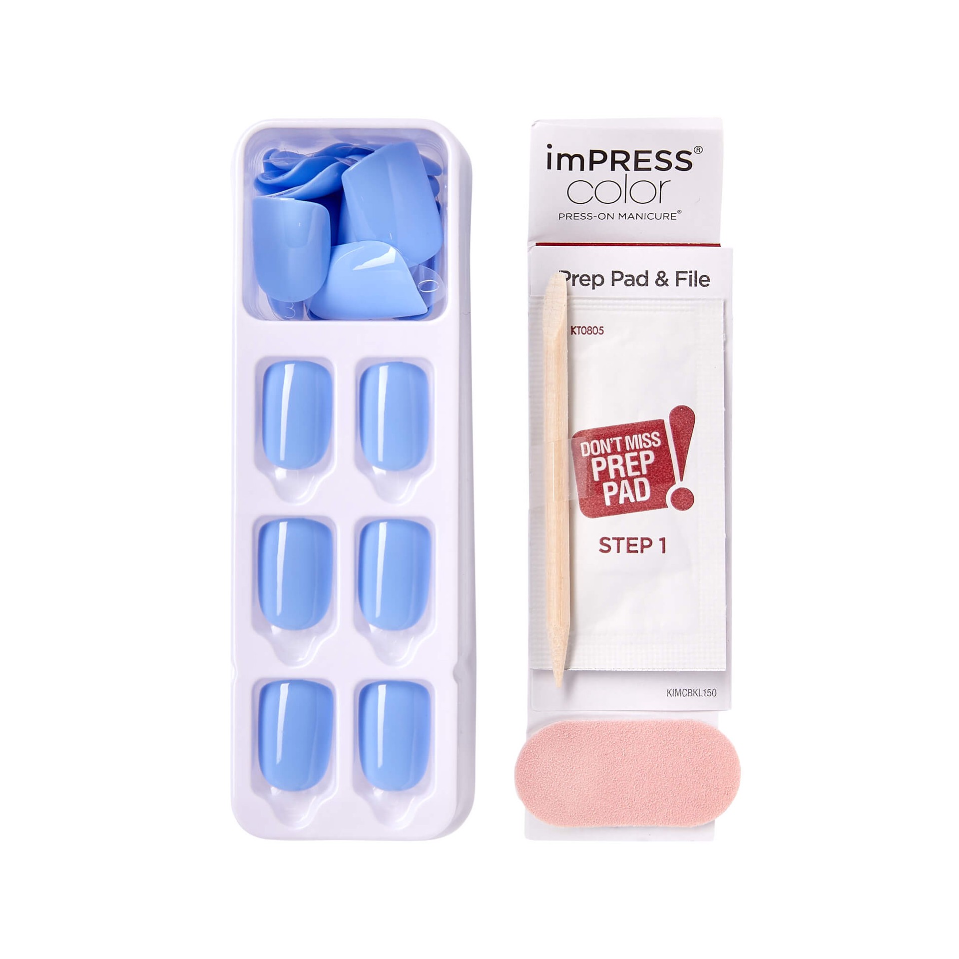 slide 3 of 5, imPRESS Color Press-on Nails, Baby Why so Blue, Short, 1 ct