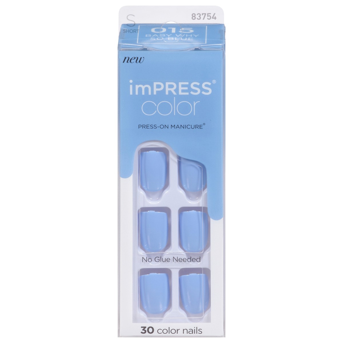 slide 1 of 5, imPRESS Color Press-on Nails, Baby Why so Blue, Short, 1 ct