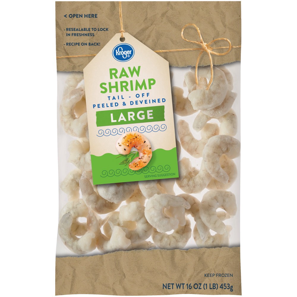 slide 2 of 3, Kroger Raw Tail-Off Peeled And Deveined Large Shrimp, 16 oz