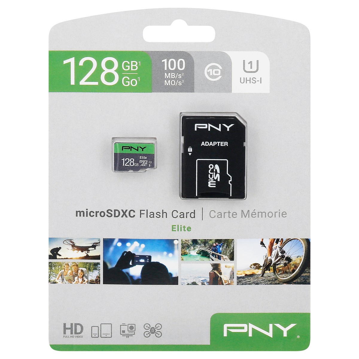 slide 1 of 9, PNY 128 GB Elite MicroSDXC Flash Card 1 ea Card, 1 ct