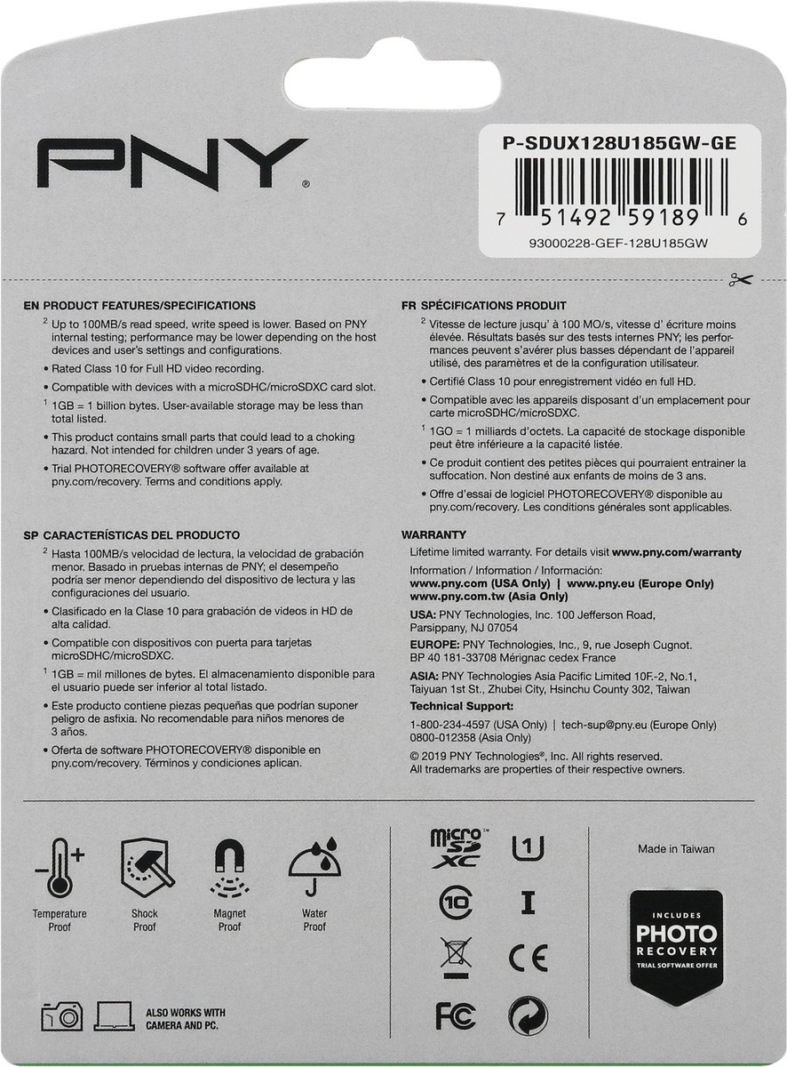 slide 5 of 9, PNY 128 GB Elite MicroSDXC Flash Card 1 ea Card, 1 ct