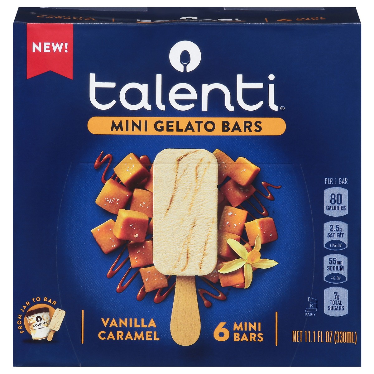 slide 1 of 9, Talenti Vanilla Caramel Gelato Bars Mini 6 ea, 6 ct