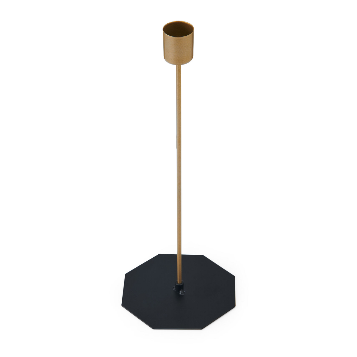 slide 1 of 2, Elements Gold Metal Hex Base Pillar Holder 11.5 in, 11.5 in