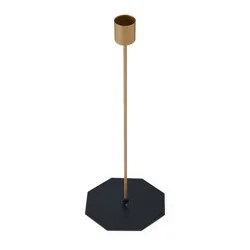 Elements Gold Metal Hex Base Pillar Holder 11.5 in