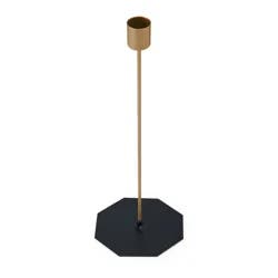 Elements Gold Metal Hex Base Pillar Holder 11.5 in