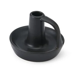Elements Black Colonial Ceramic Candle Holder 3.5IN
