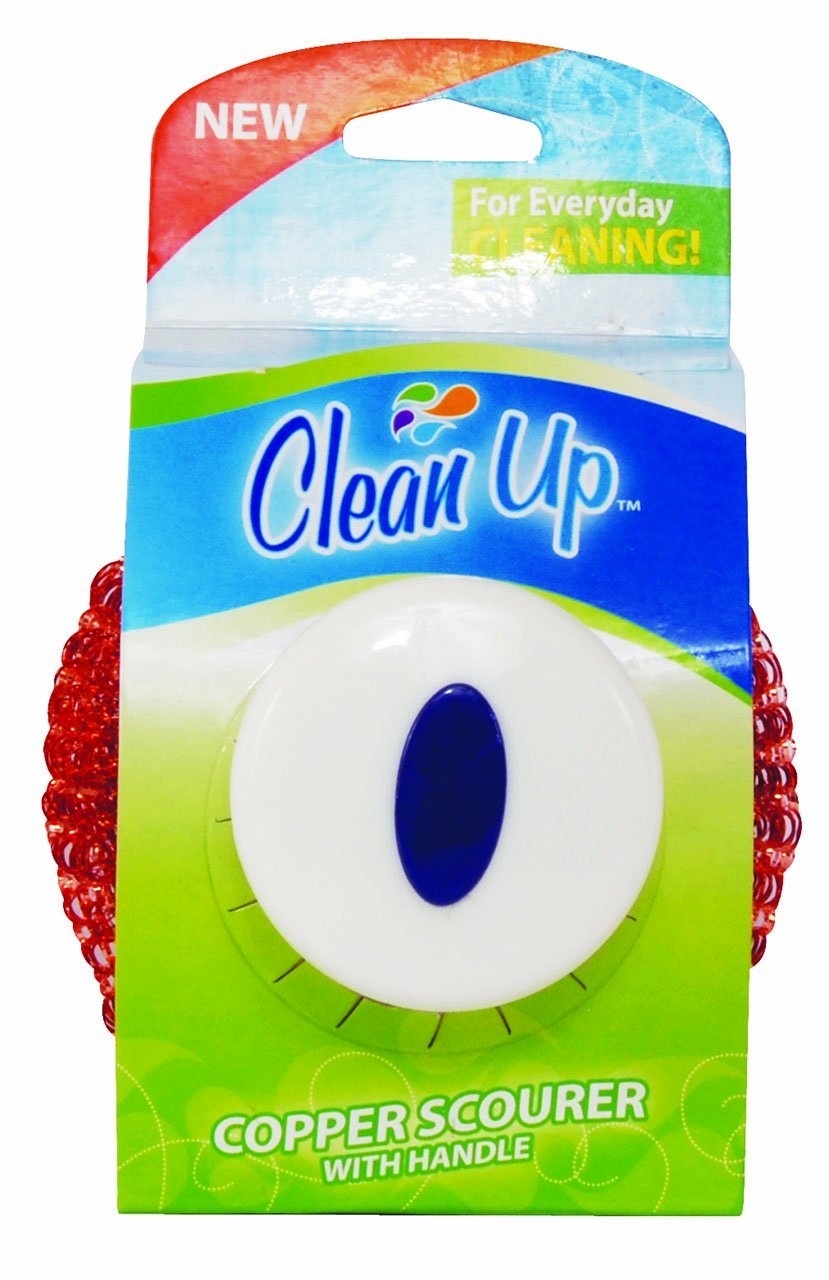 slide 1 of 1, Clean Up Copper Scourer with Handle, 2 ct