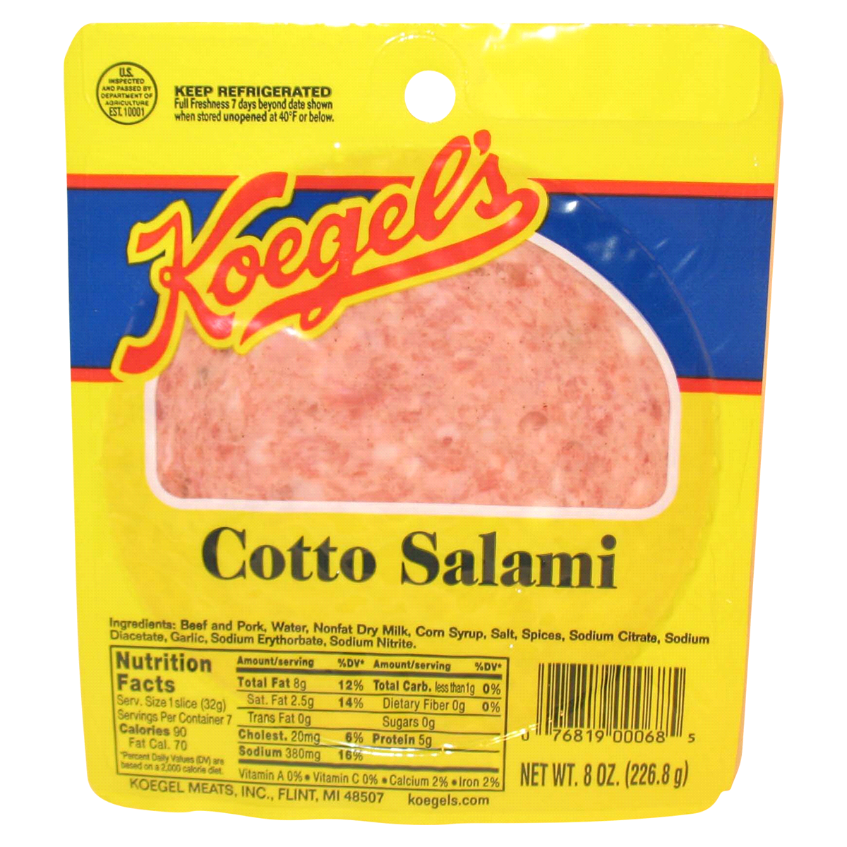 slide 1 of 1, KOEGELS Koegel's Cotto Salami, 8 oz, 8 oz
