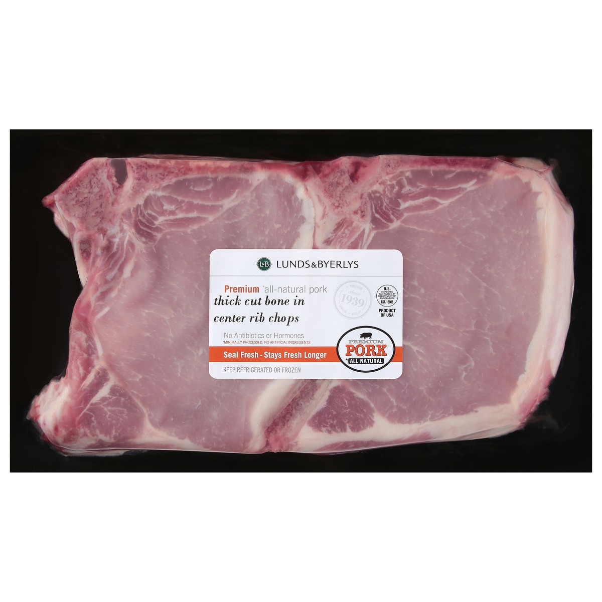 slide 1 of 11, Lunds & Byerlys Premium Thick Cut Bone in Center Rib Chops Pork 1 ea, per lb