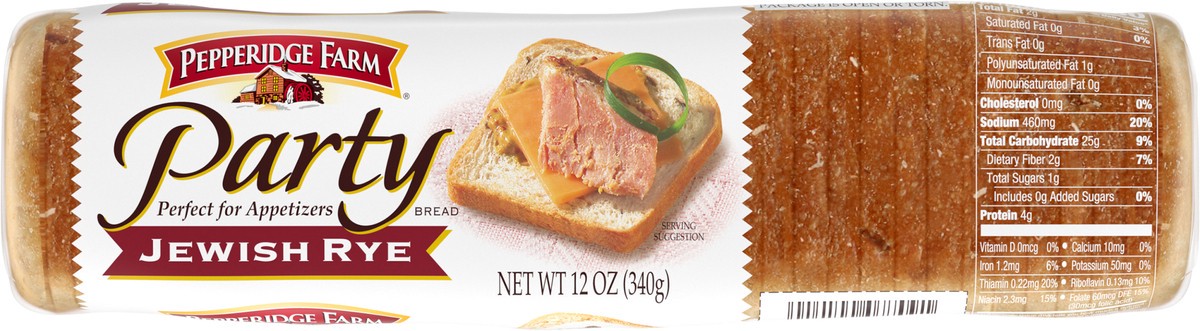 slide 3 of 9, Pepperidge Farm Party Bread Jewish Rye Bread, 12 oz. Loaf, 12 oz