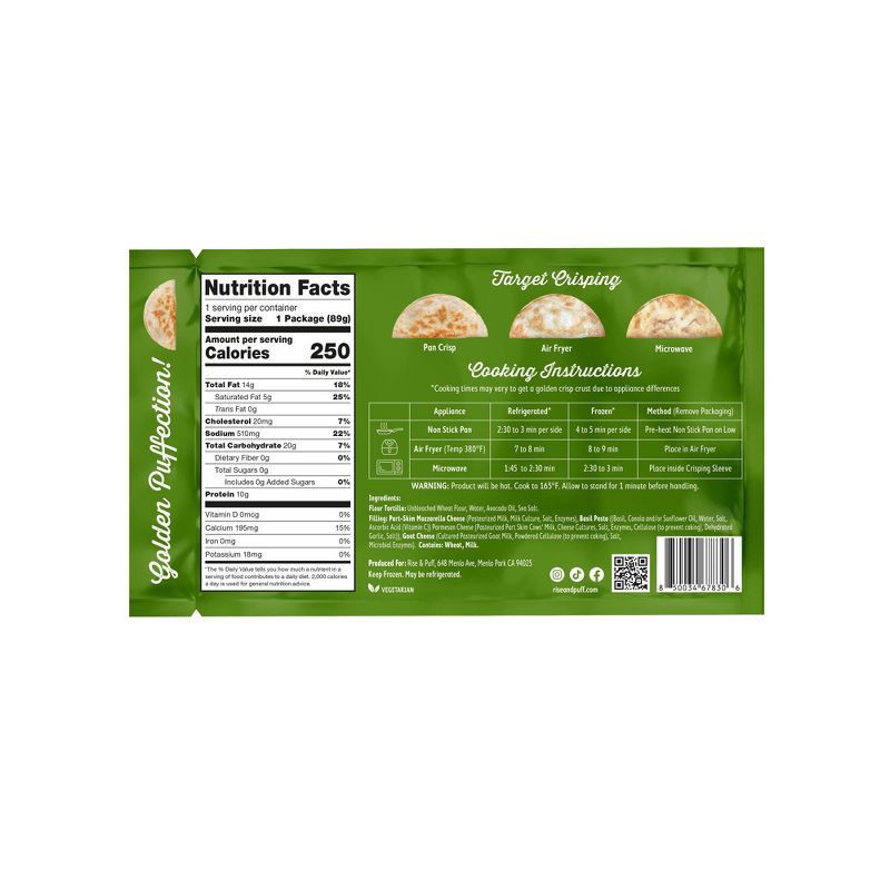 slide 2 of 2, Rise & Puff Pesto Goat Cheese Quesadilla - 3.1oz, 3.1 oz