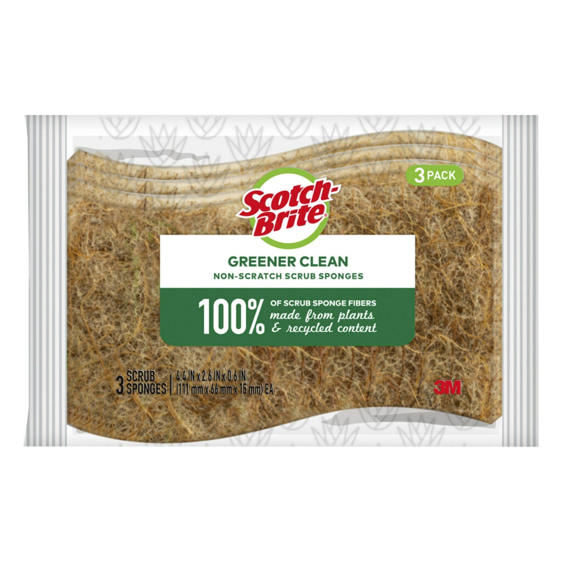 slide 1 of 8, Scotch-Brite Greener Clean Natural Fiber Scrub Sponge 3 Pack, 3 ct