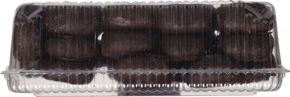 slide 3 of 12, First Street Mini Chocolate Frosted Cake Donuts, 15 oz