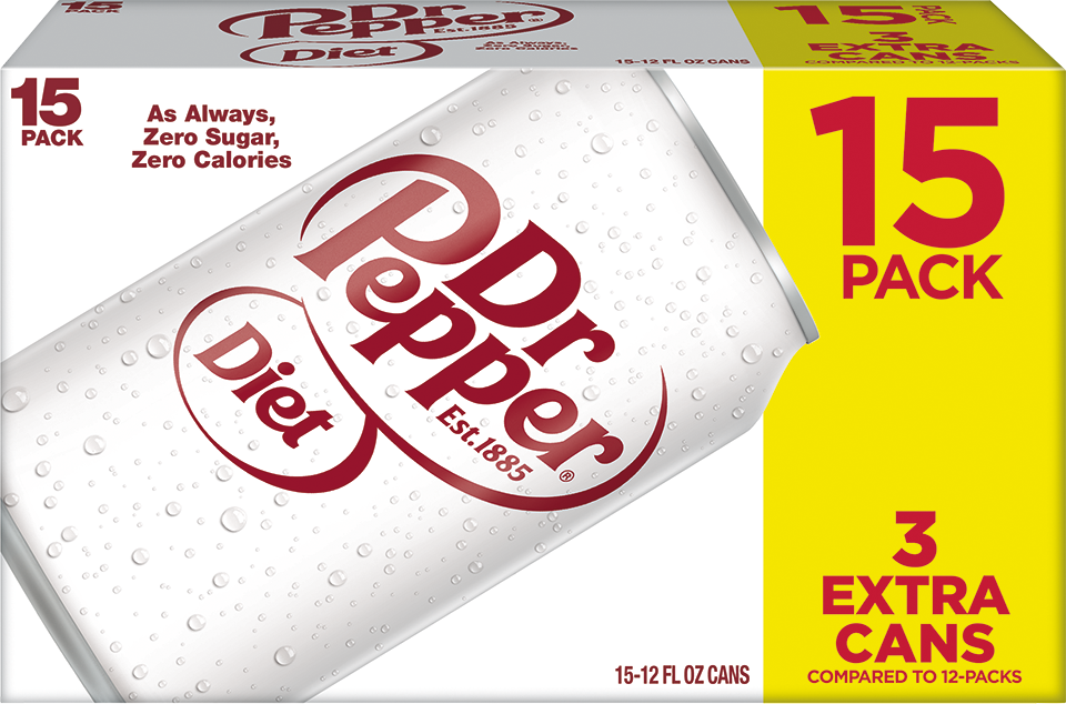 slide 2 of 4, Dr Pepper Diet Dr Pepper Soda, 12 fl oz cans, 15 pack, 15 ct