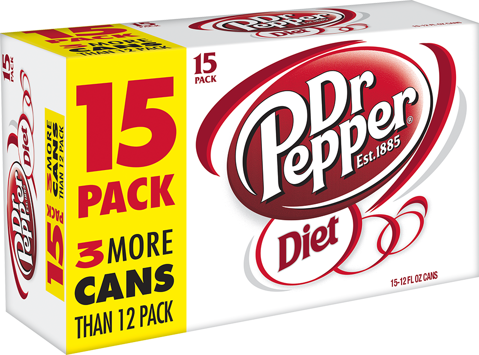 slide 4 of 4, Dr Pepper Diet Dr Pepper Soda, 12 fl oz cans, 15 pack, 15 ct