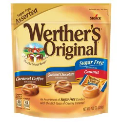 Werther's Original Werthers Original Hard Sugar Free Assorted Flavors, Caramel Coffee, Caramel Chocalate, Caramel Candy 7.7 Oz