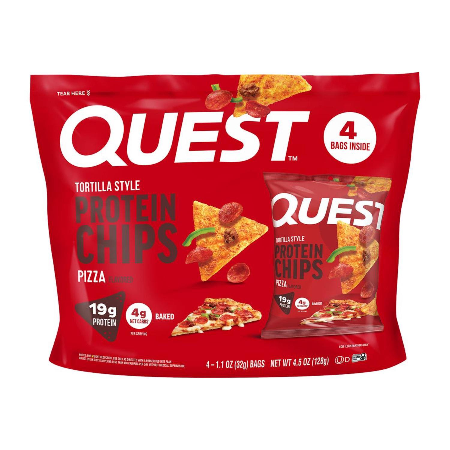 slide 1 of 8, Quest Nutrition Pizza Protein Chips, 4 ct